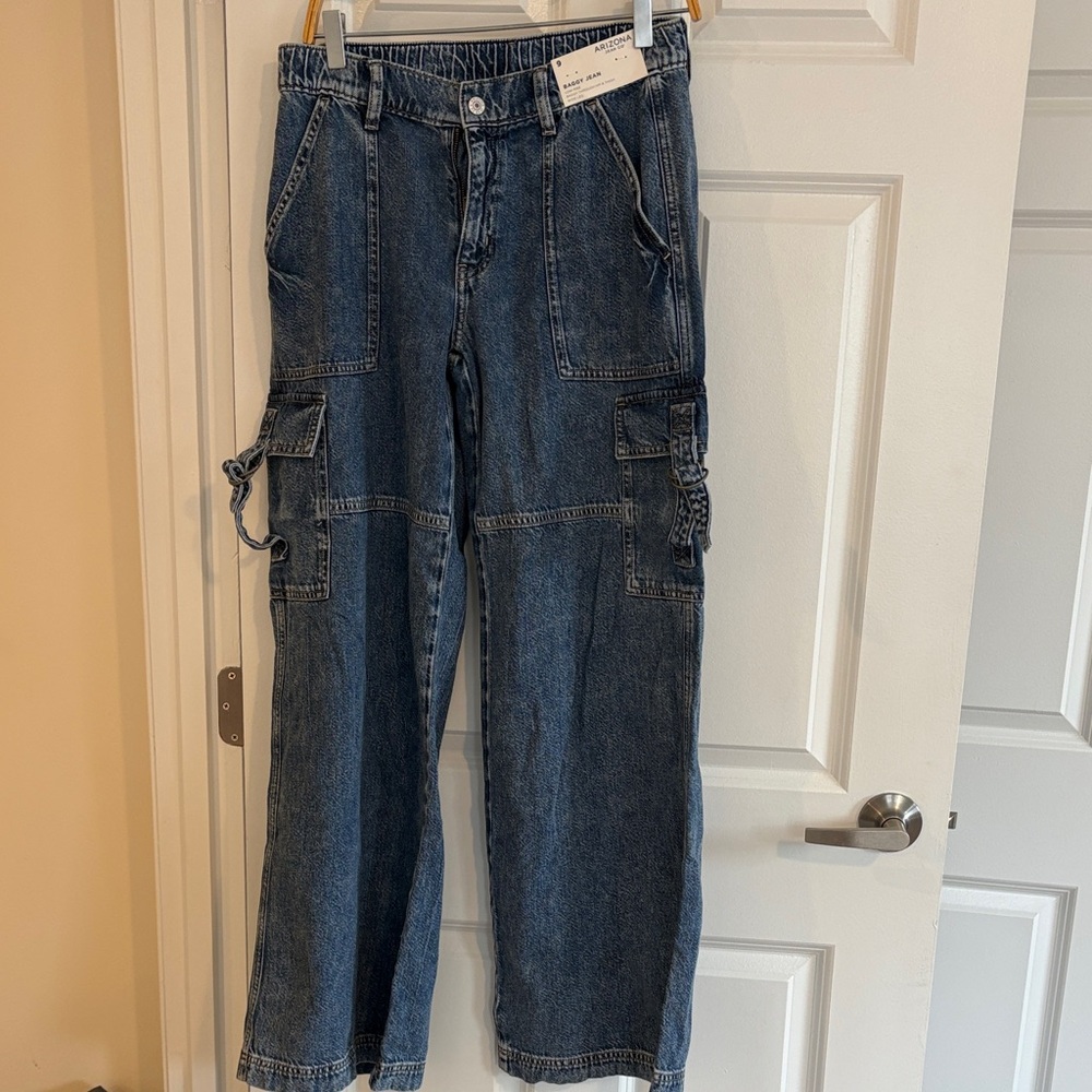 Arizona Jean Company Women's Boyfriend Cargo Jeans - Dark Blue
